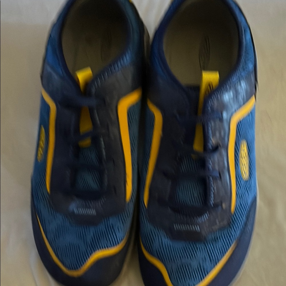 Blue and Yellow Athletic Shoes